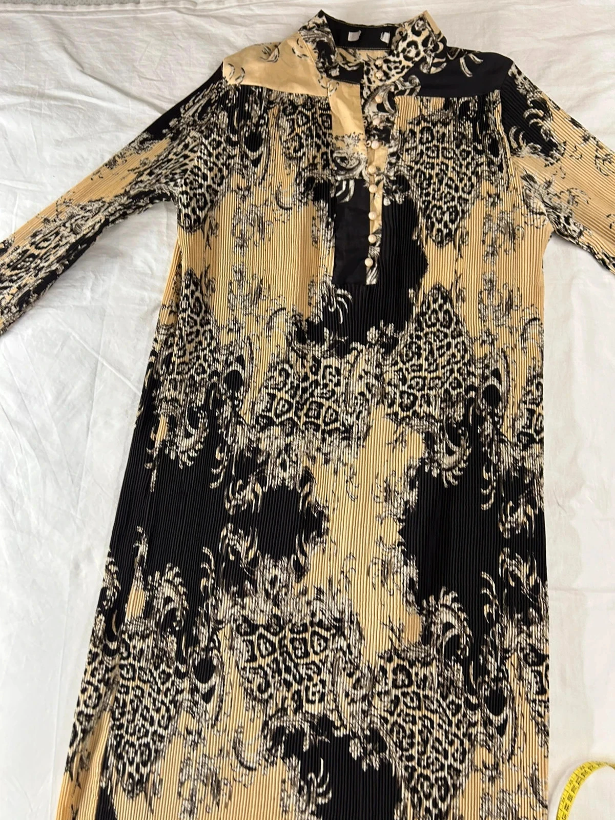Beige and black vintage patterned maxi dress – photo 5